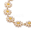 Enamel Daisy Link Chain Necklace NJEW-P220-01G-3
