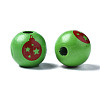 Painted Natural Wood European Beads WOOD-S057-041A-4