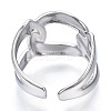 304 Stainless Steel Curb Chains Shape Open Cuff Ring for Women RJEW-N040-02-3