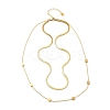 304 Stainless Steel Square Double Layered Necklaces for Women NJEW-U031-06G-5