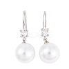 Rack Plating Brass Cubic Zirconia ABS Pearl Earring Hooks EJEW-S219-16P-06-1