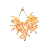 Glass Seed Beaded Imitation Coral Pendants PALLOY-MZ00938-04-1