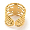 Ion Plating(IP) 304 Stainless Steel Cross Wide Open Cuff Ring Components RJEW-A043-06G-3