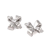Brass Pave Clear Glass Connector Charms KK-N254-58P-2