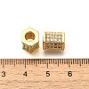 Rack Plating Hexagon Brass Micro Pave Clear Cubic Zirconia European Beads KK-Q040-10G-2