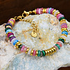 Synthetic Cherry Quartz &  Natural Amethyst & Synthetic Malachite Rondelle Beaded Bracelets FS-WGEAC01-01-4
