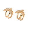 Fishtail Brass Micro Pave Clear Cubic Zirconia Cuff Earrings EJEW-Z127-05G-4