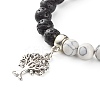 Natural Lava Rock and Synthetic Howlite Round Beads Stretch Bracelet for Men Women BJEW-JB06929-6