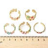 5Pcs Adjustable 304 Stainless Steel Enamel Cuff Rings for Women LS-RJEW-V004-08G-3