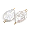 Natural Freshwater Pearl Keshi Pearl Teardrop Connector Charms STAS-D378-15G-2