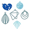 24Pcs 6 Style Blue Series Spray Painted Alloy Pendants FIND-LS0001-62-2