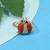 Brass Micro Pave Clear Cubic Zirconia Open Cuff Rings RJEW-R024-01G-1