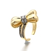 Brass Micro Pave Clear Cubic Zirconia Cuff Rings for Women RJEW-U051-01B-G-3