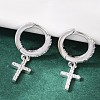 925 Sterling Silver Micro Pave Clear Cubic Zirconia Hoop Earrings for Women EJEW-G427-01P-02-1