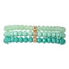 3Pcs Faceted Imitation Jade & Opaque Glass Rondelle Beaded Stretch Bracelets for Women BJEW-JB12563-03-4
