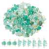 60Pcs 3 Styles Natural Green Aventurine Nuggets Connector Charms PALLOY-HS00001-1