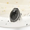 Natural Obsidian Adjustable Rings RJEW-I108-01AS-17-3