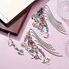 12Pcs Gemstone Chip Beaded Pendant Bookmarks with Alloy Mixed Shapes Charms GG-CJ91EC-AS-4