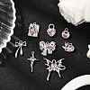 8Pcs 8 Styles Rack Plating Alloy Glass Pendants FIND-FP0002-94-1
