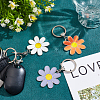 6Pcs 3 Colors Daisy Alloy Enamel Pendant Keychain KEYC-HY0001-18-5