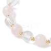 Natural Quartz Crystal & Rose Quartz Round Beaded Stretch Bracelets BJEW-JB11935-02-4