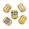 Rack Plating Brass Micro Pave Cubic Zirconia European Beads KK-F089-31G-1