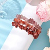 3Pcs Natural Rhodonite & Natural Red Jasper & Natural Strawberry Quartz Chip Beaded Stretch Bracelet Sets BJEW-JB10866-2