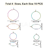 40Pcs 4 Colors PVD Vacuum Plating 316L Surgical Stainless Steel Hoop Earring Findings STAS-PH0001-60M-4