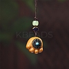 Sandalwood Cat Paw Print Pendant Decorations with Carved Inlaid Six-Character Mantra PW-WGCC698-02-1