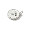 Brass Pave Natural Shell Flat Round with Letter Charms KK-Z115-13P-Y-2