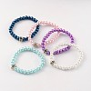 Round Glass Pearl Beaded Stretch Bracelets BJEW-JB02169-1