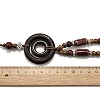 Ethnic Style Alloy & Porcelain Ceramic Beads & Wood Ring Pendant Tassel Y Necklaces LS-NJEW-D308-02-3