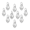 10Pcs Sterling Silver 3D Peach Heart Charms with Jump Rings STER-PH0002-94-7