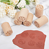 6Pcs 6 Styles Flower Pattern Round Wooden Traditional Chinese Moon Cake Molds AJEW-CA0004-25-5