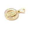 Brass Pave Natural White Shell Pendants KK-S522-06B-G-2