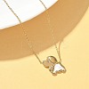 304 Stainless Steel White Enamel & Crystal Rhinestone Dog Pendant Necklaces for Women NJEW-M101-03G-1