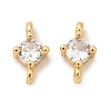 Brass Pave Clear Cubic Zirconia Connector Charms KK-P340-07B-G-1