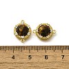 Brass Clear Cubic Zirconia Flat Round Links Connector Charms KK-K398-25G-3