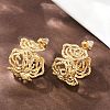304 Stainless Steel Hollow Flower Stud Earrings LS-EJEW-A138-06G-1