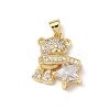 Brass Micro Pave Cubic Zirconia and Glass Pendants KK-Q068-08G-1