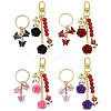 2 Styles Butterfly & Rose Synthetic Coral & Alloy Acrylic/Enamel Pendant Decorations KEYC-YW00182-01-2