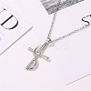 Cross Alloy Crystal Rhinestone Pendant Necklaces for Women Men WG08149-02-1