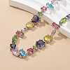 Brass Micro Pave Colorful Cubic Zirconia Link Chain Necklaces NJEW-M089-01P-4