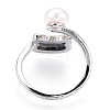 Natural Pearl Finger Open Cuff  Ring with Black Shell PEAR-N022-C01-3