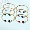304 Stainless Steel & Nautral Gemstone Torque Bangles BJEW-H644-10G-1