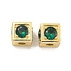 Brass Micro Pave Green Cubic Zirconia Beads KK-B096-20G-1