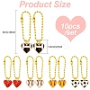 10Pcs 5 Styles Heart with Sports Ball Alloy Enamel Pendant Decoration HJEW-YW00076-3