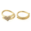 Adjustable Brass Micro Pave Cubic Zirconia Rings Set RJEW-M021-02G-1