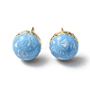 Enamel Half Round Stud Earrings EJEW-P229-01G-02-1