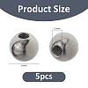 5Pcs 304 Stainless Steel Round Cord End Caps STAS-FH0002-40C-2